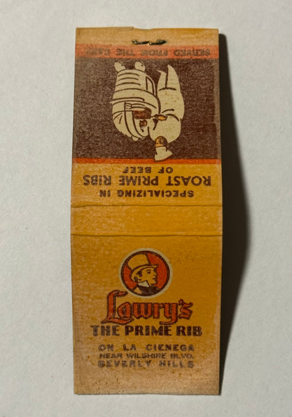 "Lawry’s Prime Rib" Beverly Hills, CA Vintage Feature Matchbook