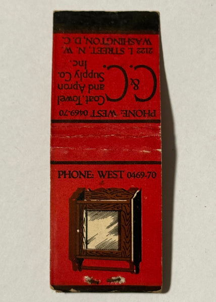 "C&C Coat, Towel and Apron Supply Co." Washington, DC Vintage Feature Matchbook