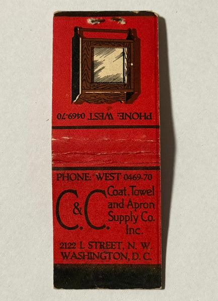 "C&C Coat, Towel and Apron Supply Co." Washington, DC Vintage Feature Matchbook