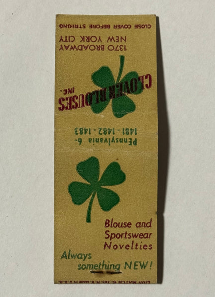 "Clover Blouses Inc." New York City, NY Vintage Feature Matchbook with a Pop-Up Display (B)