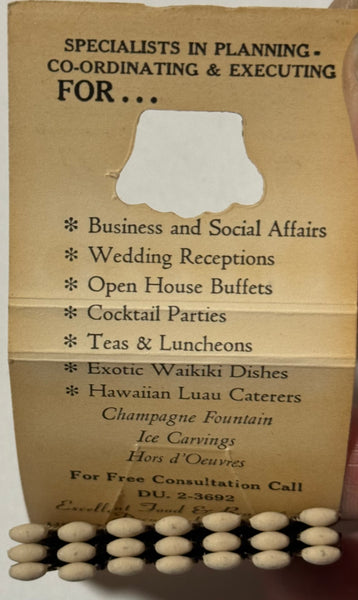 "Gaylord Caterers" Los Angeles, CA  Vintage Feature Matchbook with a Knot Hole Cover and Easel Back!