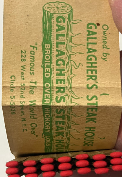 "Gallagher's Farm Steakhouse" Vintage Feature Matchbook