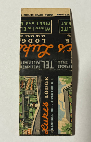 "Luke’s Lodge Restaurant and Cocktail Bar" Tiverton, RI Vintage Feature Matchbook W/ a Mis-cut Cover