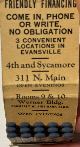 "Interstate Finance & Loan Companies" Evansville, IN Vintage Feature Matchbook