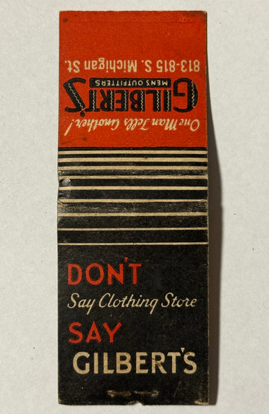 "Gilbert's Clothier" Detroit, Michigan Vintage Feature Matchbook