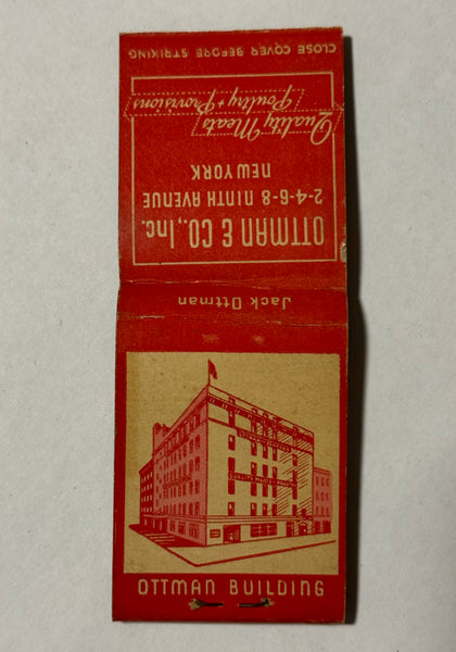 "Ottman & Co Inc." New York City, NY Vintage Feature Matchbook with a Pop-Up Display