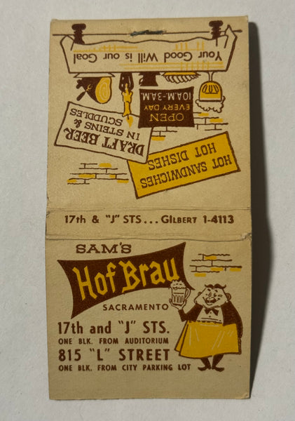 "Sam’s Hof Brau" Sacramento, CA Vintage Feature Matchbook