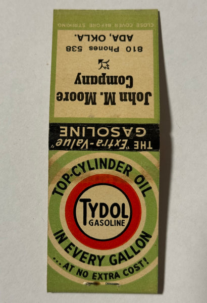 "John M. Moore Co. (Tydol Gasoline" Ada, OK Vintage Feature Matchbook