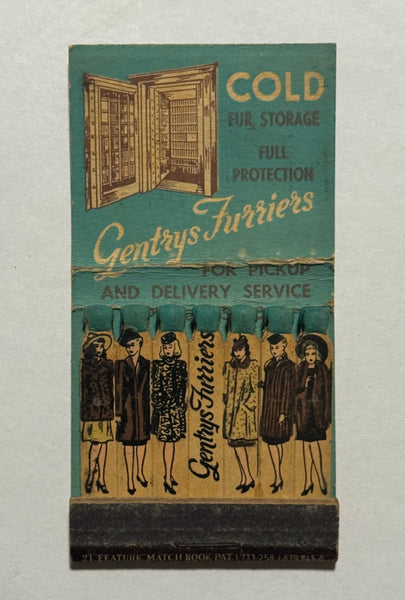 "Gentrys Furriers" Cincinnati, OH Vintage Feature Matchbook