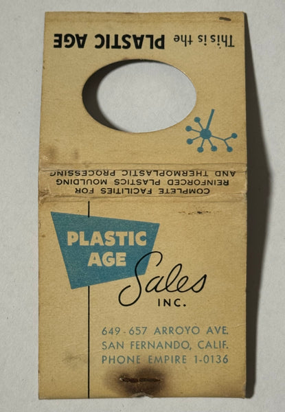 "Plastic Age Sales Inc." San Fernando, Ca Vintage Feature Matchbook with a Knot-Hole Cover