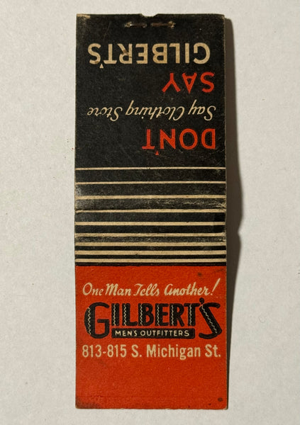 "Gilbert's Clothier" Detroit, Michigan Vintage Feature Matchbook