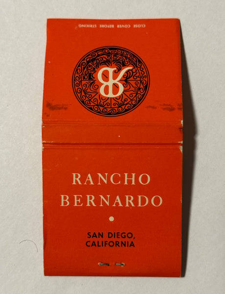 "Rancho Bernardo" San Diego, CA Vintage Feature Matchbook