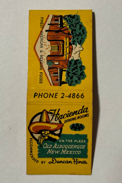 "Hacienda Dining Room" Albuquerque, NM  Vintage Feature Matchbook