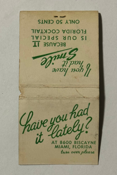 "8600 Biscayne" Miami, FL Vintage Feature Matchbook