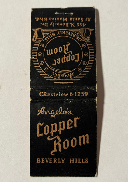 "Angelo’s Cooper Room" Beverly Hills, CA Vintage Feature Matchbook