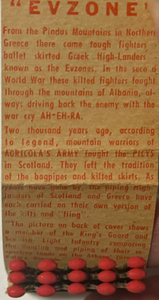 "Evzone" Baltimore, MD Vintage Feature Matchbook (B)