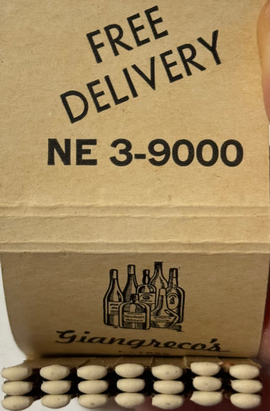 "Giangreco’s Wines and Liquors" New Rochelle, NY Vintage Feature Matchbook