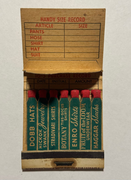 "Frank Lockage Store for Men" Muskegon, MI Vintage Feature Matchbook with a Pop-Up Display!