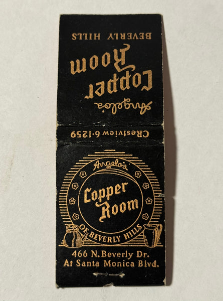 "Angelo’s Cooper Room" Beverly Hills, CA Vintage Feature Matchbook