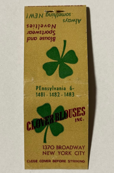 "Clover Blouses Inc" New York City Vintage Feature Matchbook with Pop-Up Cover