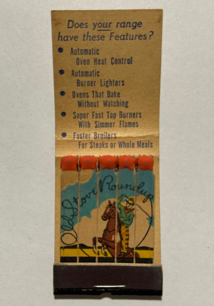 "Oklahoma Natural Gas Company -New Gas Range" Vintage Feature Matchbook