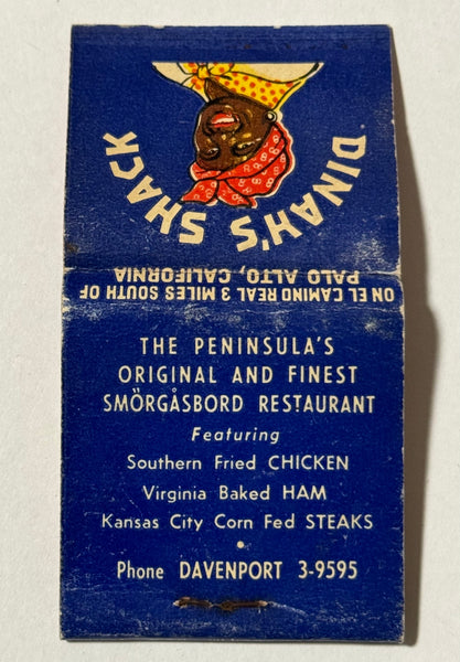 "Dinah's Shack" San Francisco, Ca Vintage Feature Matchbook