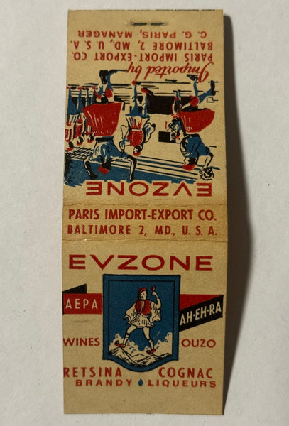 "Evzone" Baltimore, MD Vintage Feature Matchbook (B)