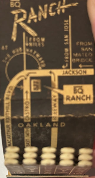 "BQ Ranch" Los Angeles, CA Vintage Feature Matchbook w/Full Length Imprinted Cover