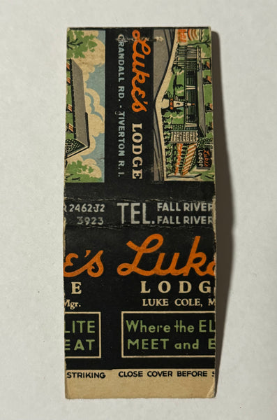 "Luke’s Lodge Restaurant and Cocktail Bar" Tiverton, RI Vintage Feature Matchbook W/ a Mis-cut Cover