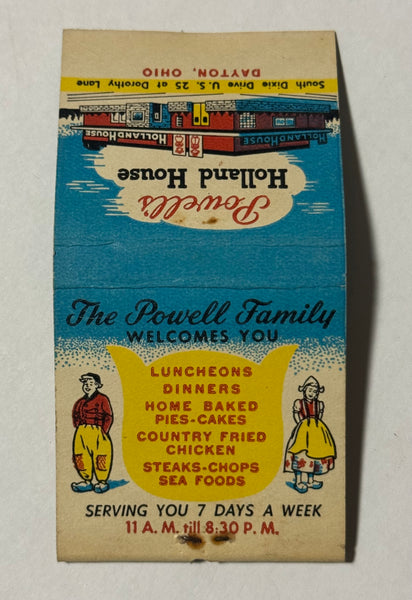 "Powell’s Holland House" Dayton, OH Vintage Feature Matchbook (B)