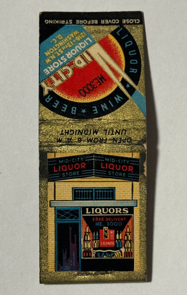 "Mid-City Liquor Store" Washington, DC Vintage Feature Matchbook