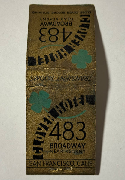"Clover Hotel" San Francisco, CA Vintage Feature Matchbook