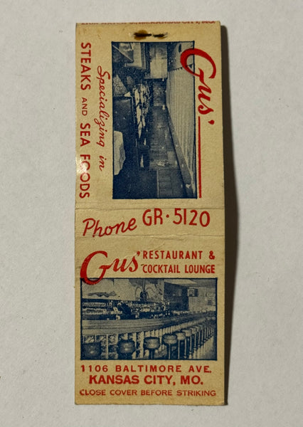 "Gus' Seafood and Steaks" Kansas City, Missouri Vintage Feature Matchbook