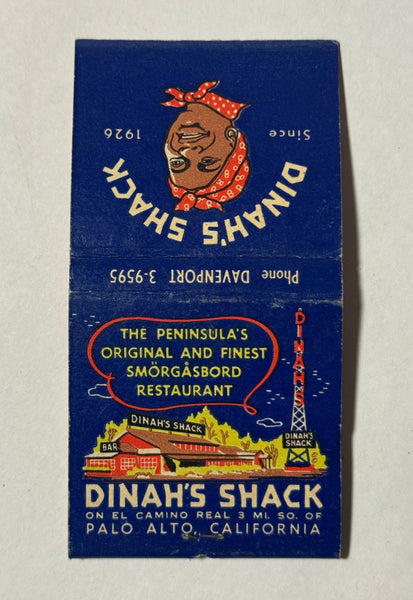 "Dinah’s Shack" Palo Alto, CA Vintage Feature Matchbook