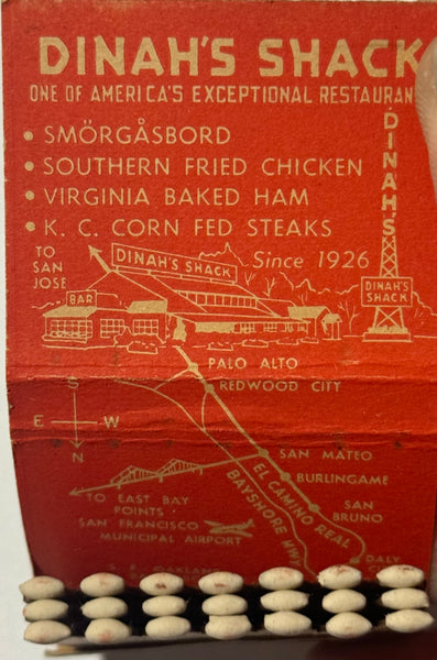 "Dinah’s Shack" Palo Alto, CA Vintage Feature Matchbook