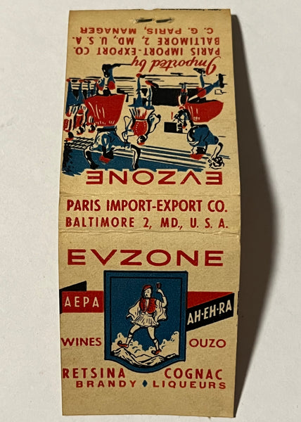 "Evzone Wines" Vintage Feature Matchbook
