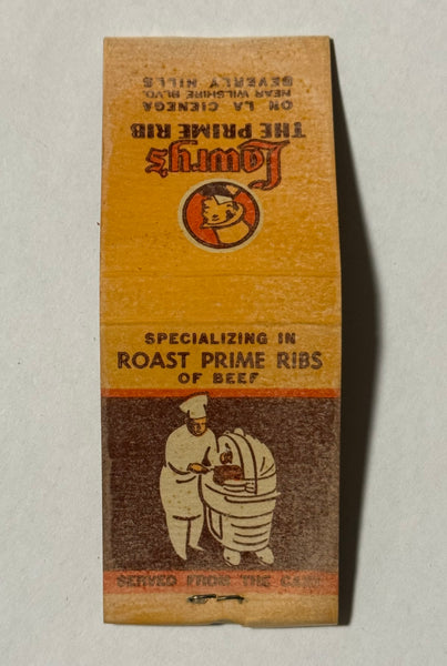 "Lawry’s Prime Rib" Beverly Hills, CA Vintage Feature Matchbook