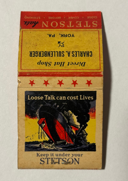 "Charles A. Sullenberger/Stetson" York, PA Vintage Feature Matchbook