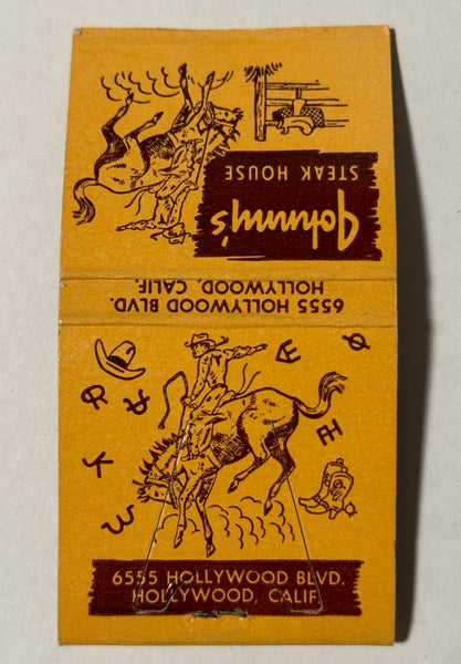 "Johnny’s Steak House" Hollywood, CA Vintage Feature Matchbook