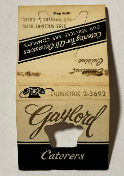 "Gaylord Caterers" Los Angeles, CA  Vintage Feature Matchbook with a Knot Hole Cover and Easel Back!