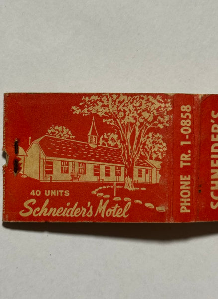 "Schneider’s Motel" Westlake,OH Vintage Feature Matchbook