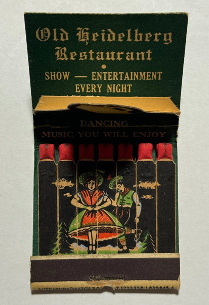 "Old Heidelberg Restaurant" Hallandale, FL Vintage Feature Matchbook w/ Pop-Up Display!
