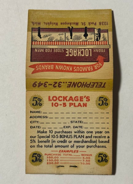 "Frank Lockage Store for Men" Muskegon, MI Vintage Feature Matchbook with a Pop-Up Display!