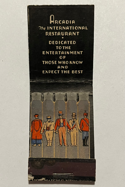 "Arcadia The International Restaurant" Vintage Feature Matchbook