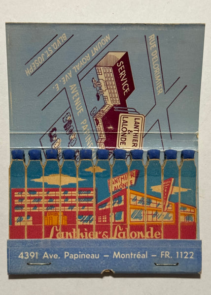 "Lanthier & Lalonde Automobile Enrg" Montreal, Quebec Vintage Feature Matchbook