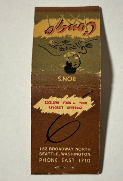 "Bon's Congo" Seattle, WA Vintage Feature Matchbook