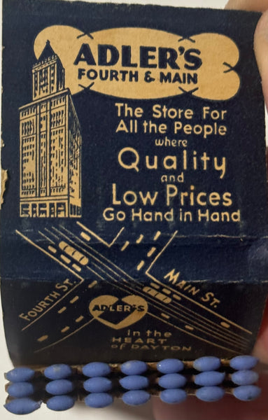 "Adler’s Fourth and Main" Dayton, OH Vintage Feature Matchbook