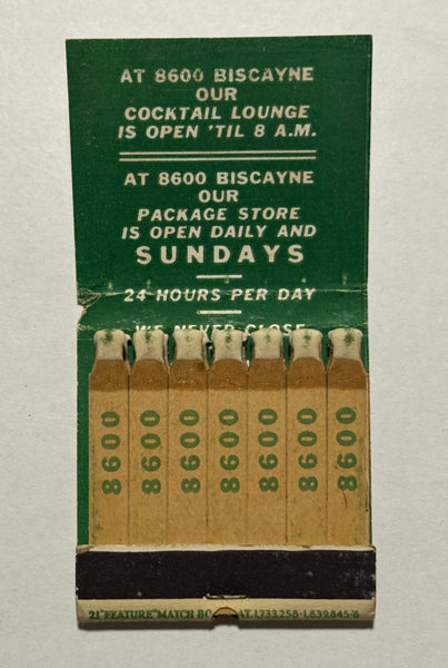"8600 Biscayne" Miami, FL Vintage Feature Matchbook