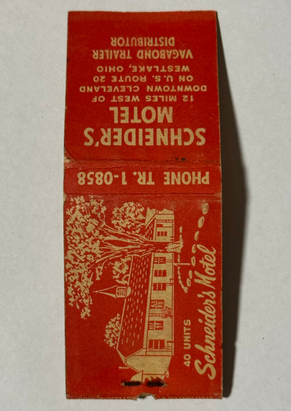 "Schneider’s Motel" Westlake,OH Vintage Feature Matchbook