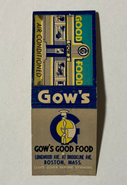 "Gow’s Good Food" Boston,MA Vintage Feature Matchbook